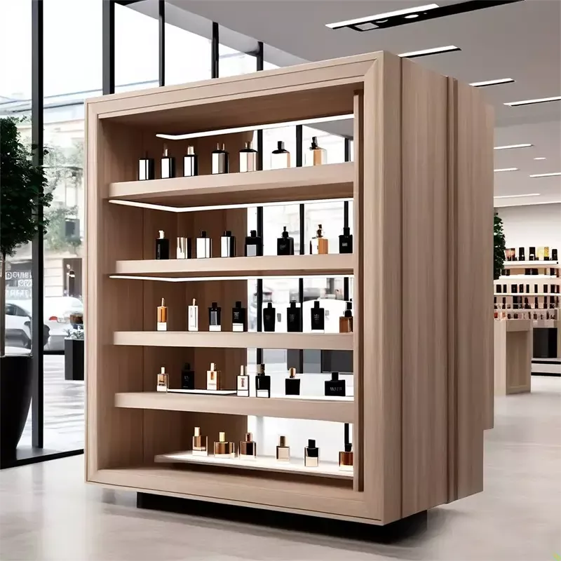 Vitrina de perfumes de madera